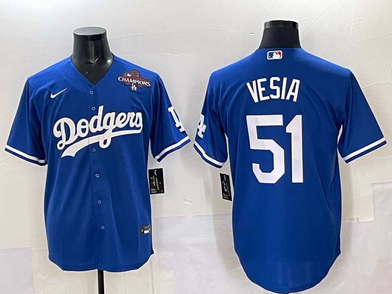 Men Los Angeles Dodgers #51 Vesia Blue Nike MLB 2025 Jersey style 02
